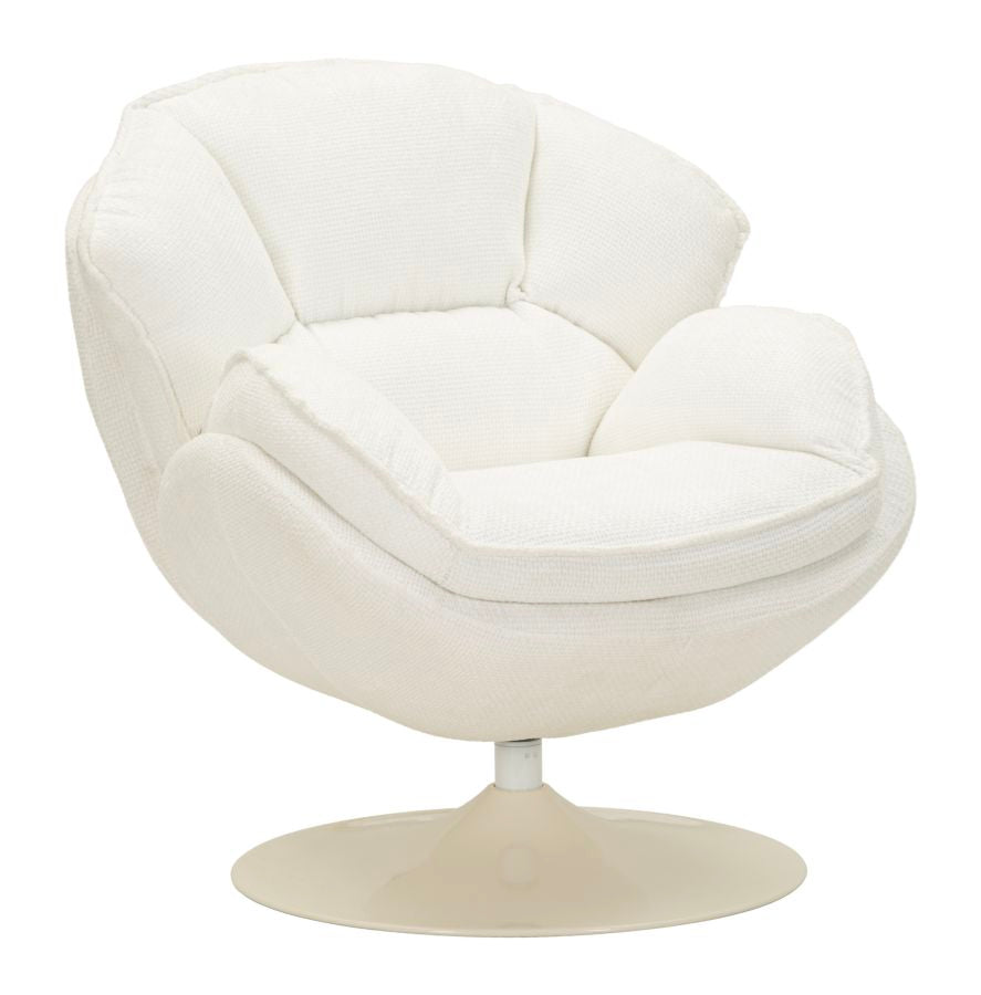 Poltrona Girevole Bianca In Stile Retrò Cm 85X80X81