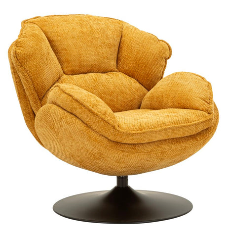 Poltrona Girevole Senape In Stile Retrò Cm 85X80X81