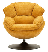 Poltrona Girevole Senape In Stile Retrò 85X80X81cm - Ferretti
