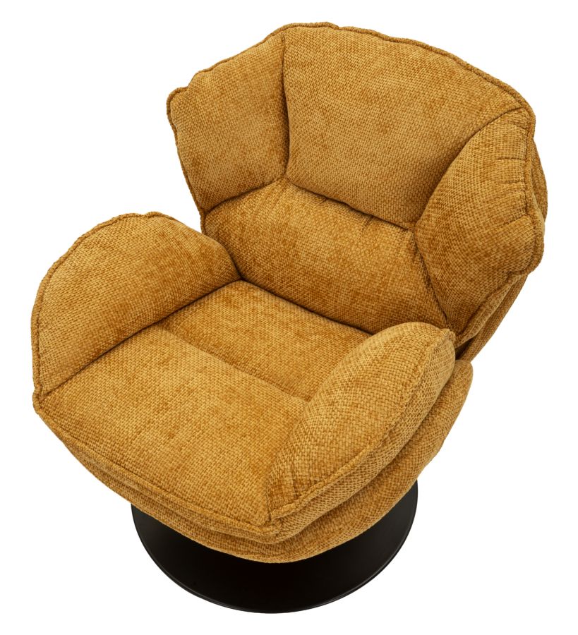 Poltrona Girevole Senape In Stile Retrò 85X80X81cm - Ferretti