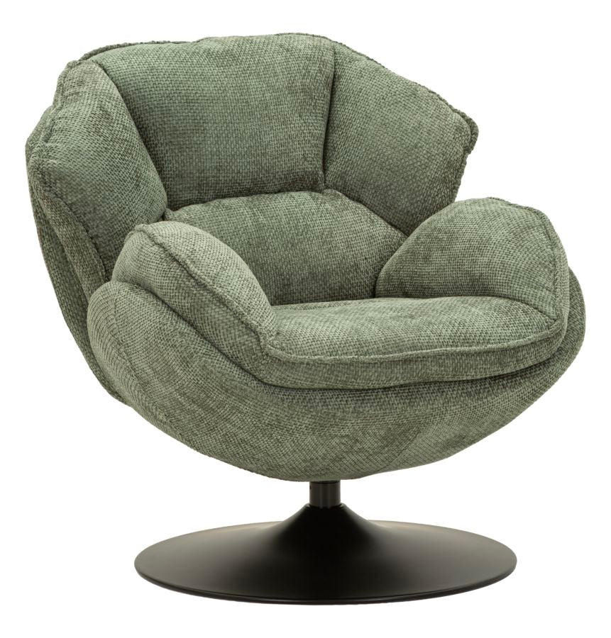 Poltrona Girevole Verde In Stile Retrò Cm 85X80X81