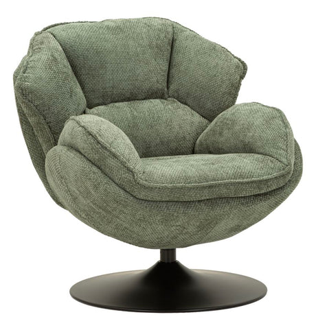 Poltrona Girevole Verde In Stile Retrò Cm 85X80X81