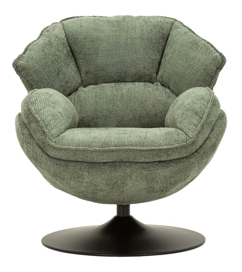 Poltrona Girevole Verde In Stile Retrò 85X80X81cm - Ferretti