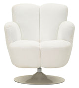 Poltrona Girevole Bianca In Stile Retrò 86X77X92cm - Ferretti