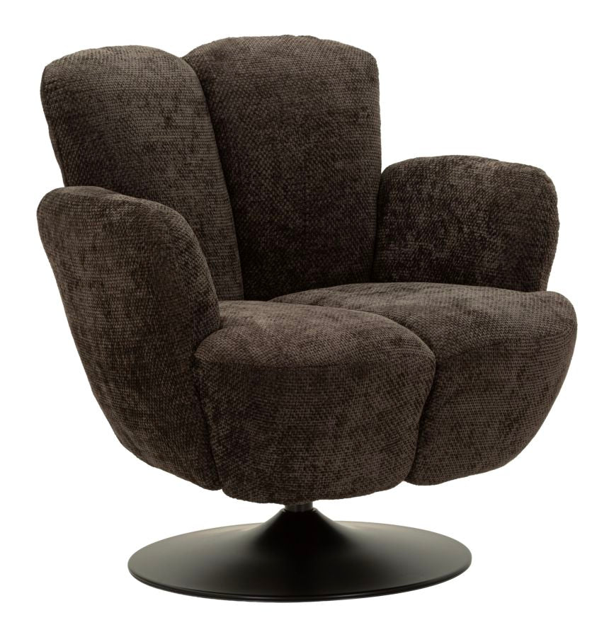 Poltrona Girevole Nera In Stile Retrò  Cm 86X77X92