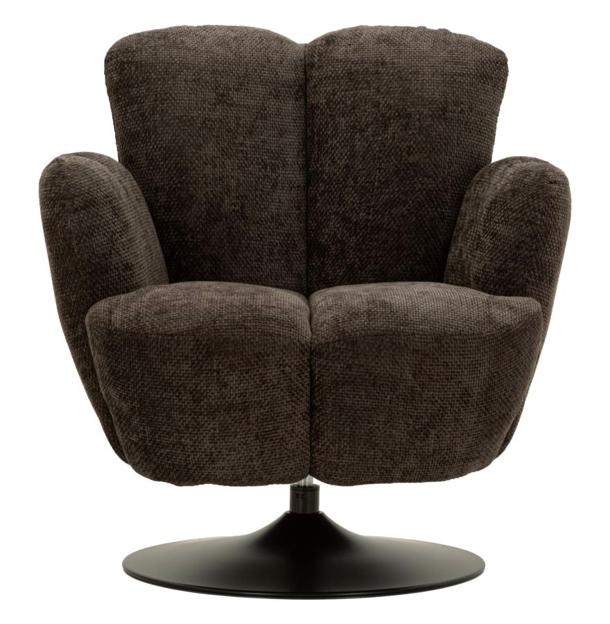 Poltrona Girevole Nera In Stile Retrò 86X77X92cm - Ferretti