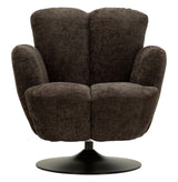 Poltrona Girevole Nera In Stile Retrò 86X77X92cm - Ferretti