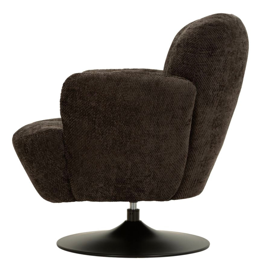 Poltrona Girevole Nera In Stile Retrò 86X77X92cm - Ferretti