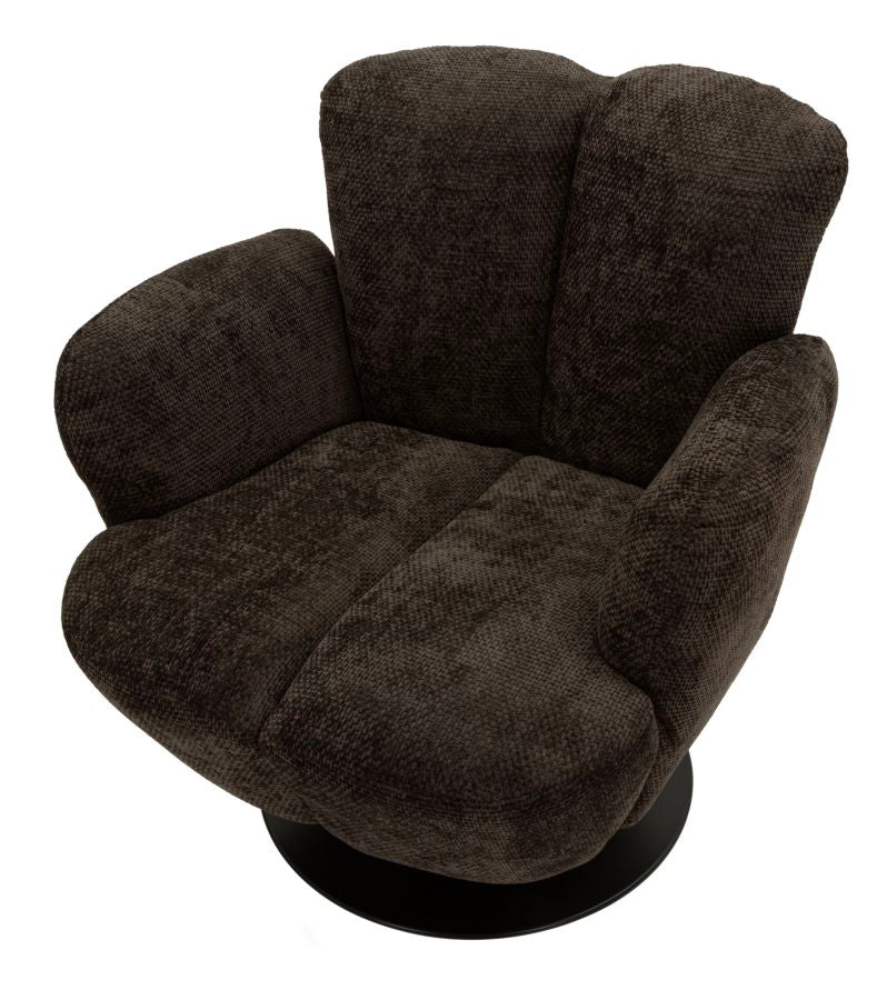 Poltrona Girevole Nera In Stile Retrò 86X77X92cm - Ferretti