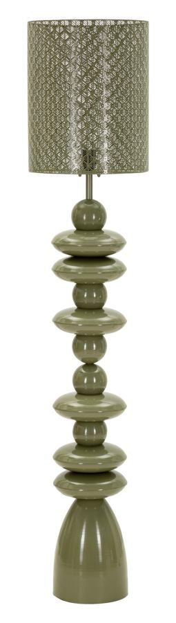 Lampada Da Terra In Metallo Con Paralume Intagliato  Cm Ø 33X160