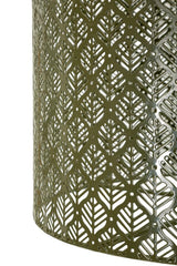 Lampada Da Terra In Metallo Con Paralume Intagliato - Ferretti
