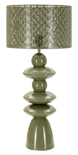 Lampada Da Tavolo In Metallo Con Paralume Intagliato Cm Ø 33X71