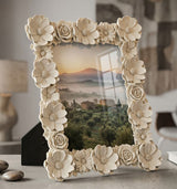 Cornice Con Fiori In Rilievo Cm 23,6X2,4X28,9 (Misura Interna Cm 15X20)