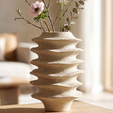 Vaso Stile Japandi Con Motivo A Fasce Ondulate Ø 25,5X37cm - Ferretti