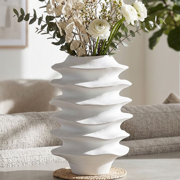 Vaso Moderno Con Motivo A Fasce Ondulate Ø 25,5X37cm - Ferretti