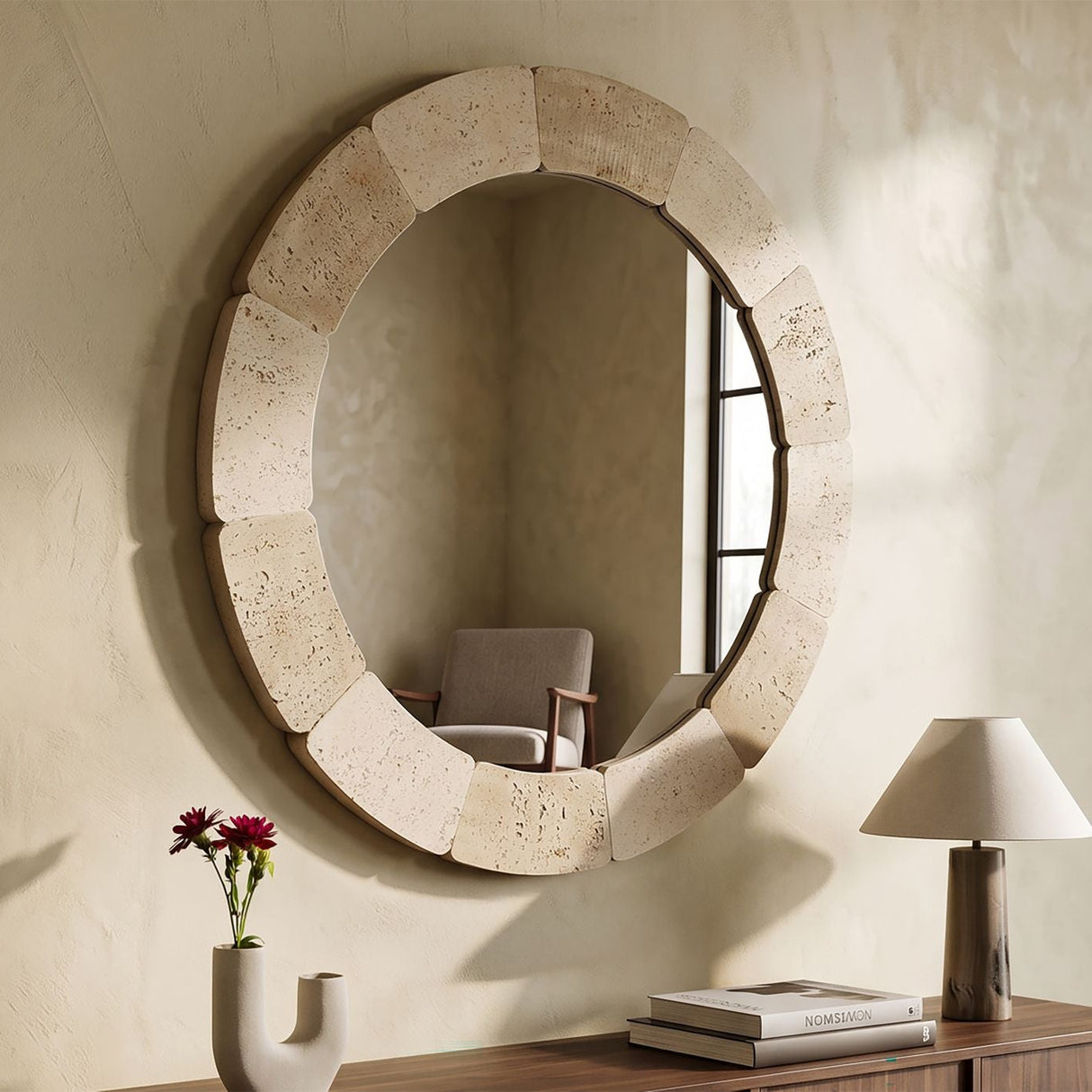 Specchio Da Parete Rotondo Stile Naturale - Ferretti