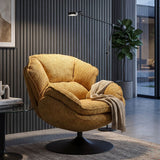 Poltrona Girevole Senape In Stile Retrò 85X80X81cm - Ferretti