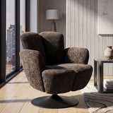 Poltrona Girevole Nera In Stile Retrò 86X77X92cm - Ferretti