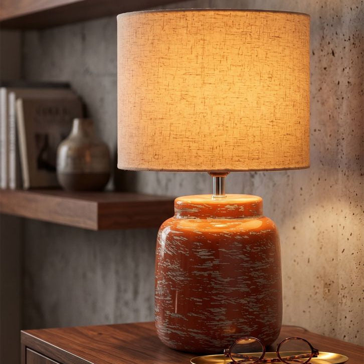 Lampada Da Tavolo Arancione Stile Contemporaneo Ø 27X47,5cm - Ferretti