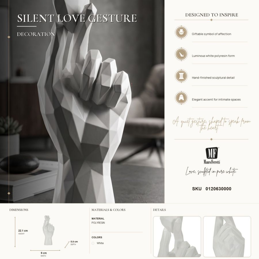 Mano Decorativa Minimal Con Dita Incrociate Cm 9X5,8X22,1