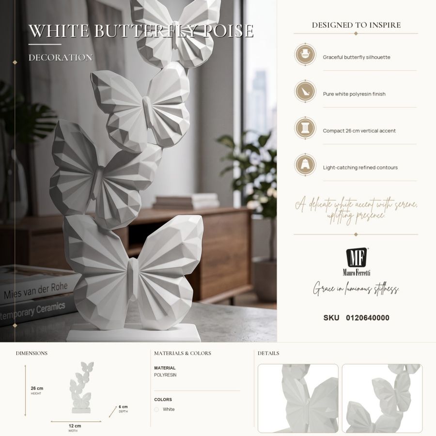 Scultura Decorativa Farfalle Minimal Cm 12X6X26