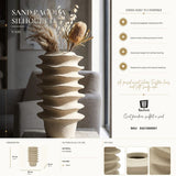Vaso Stile Japandi Con Motivo A Fasce Ondulate Ø 29X49 - Ferretti