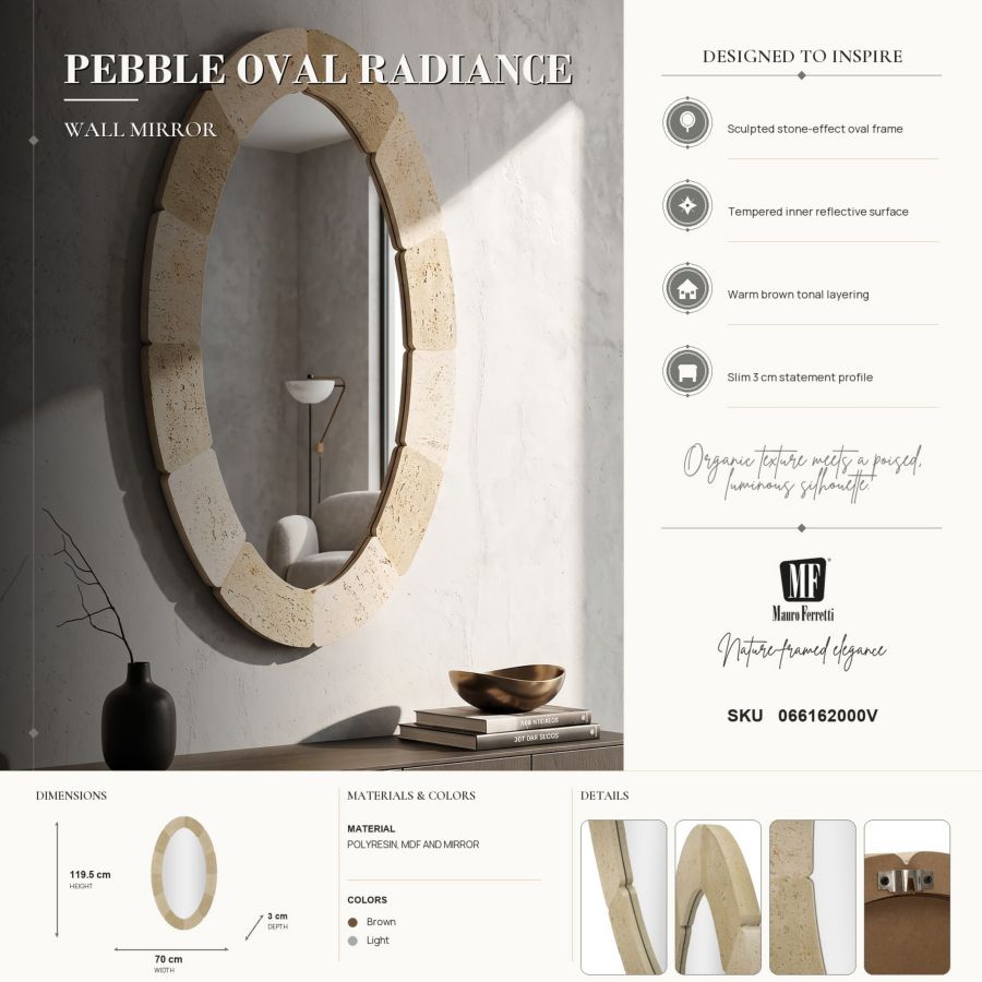 Specchio Da Parete Ovale Stile Naturale - Ferretti