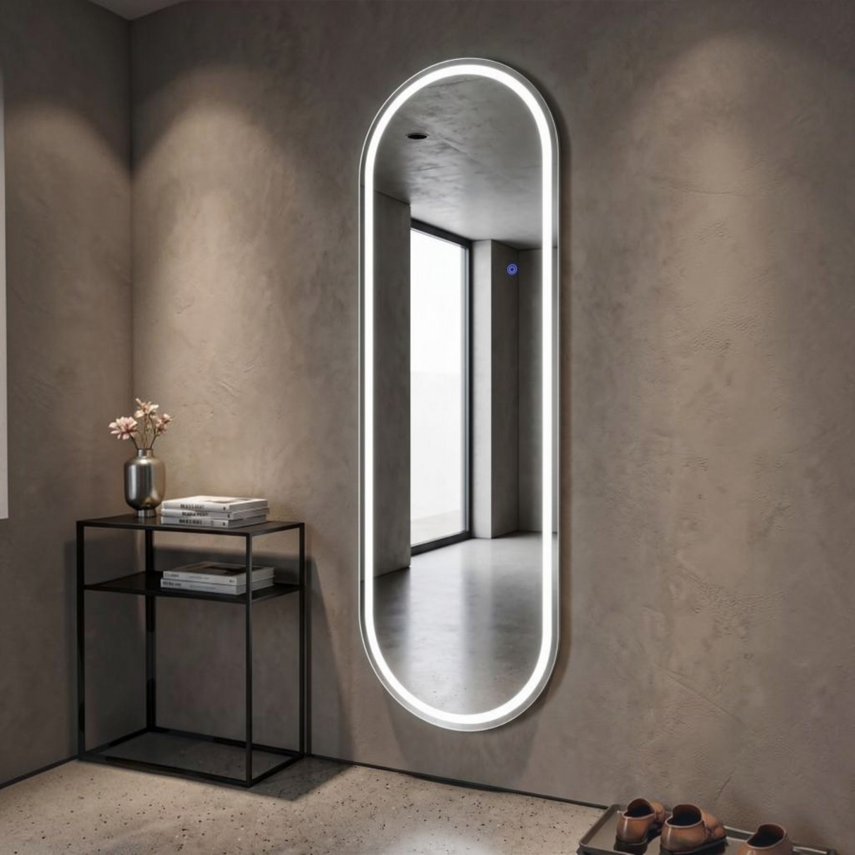 Specchio Da Muro Ovale Con Illuminazione Led A 3 Tonalità Di Luce - Ferretti