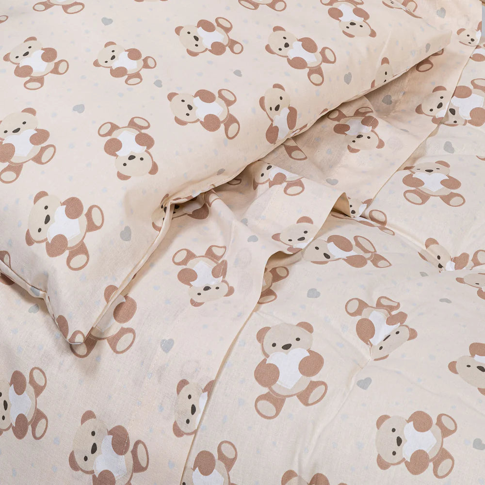 Completo Lenzuola Lettino Orsacchiotti Baby 100% Cotone - Caleffi
