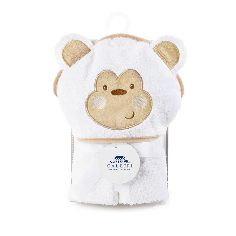 Telo poncho 75X75 cm Monkey Bianco in Cotone - Caleffi