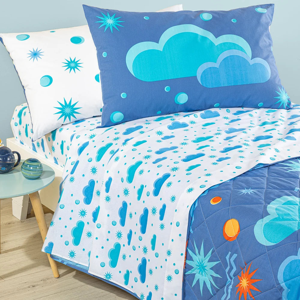 Completo Lenzuola Singolo Magica Notte 100% Cotone - Caleffi