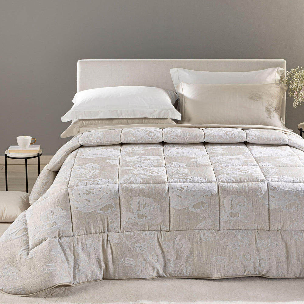 Trapunta Matrimoniale In Raso Jacquard Rosier - Caleffi