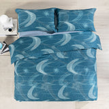 Completo Copripiumino Matrimoniale Bristol City Time Blu Notte 100% Cotone - Caleffi