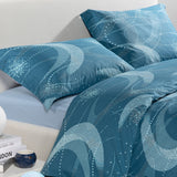 Completo Copripiumino Matrimoniale Bristol City Time Blu Notte 100% Cotone - Caleffi