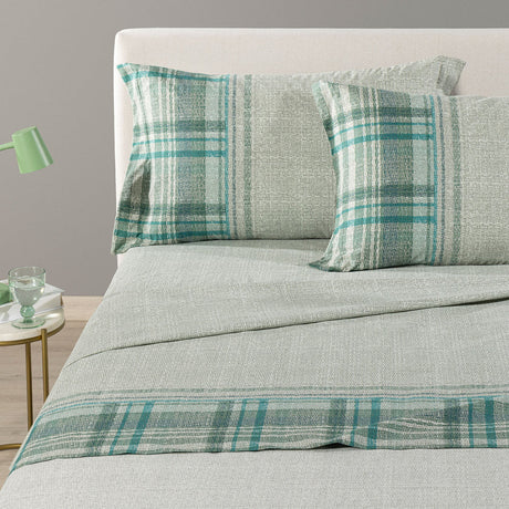 Completo Lenzuola Matrimoniale Cottage Giada 100% Cotone - Caleffi