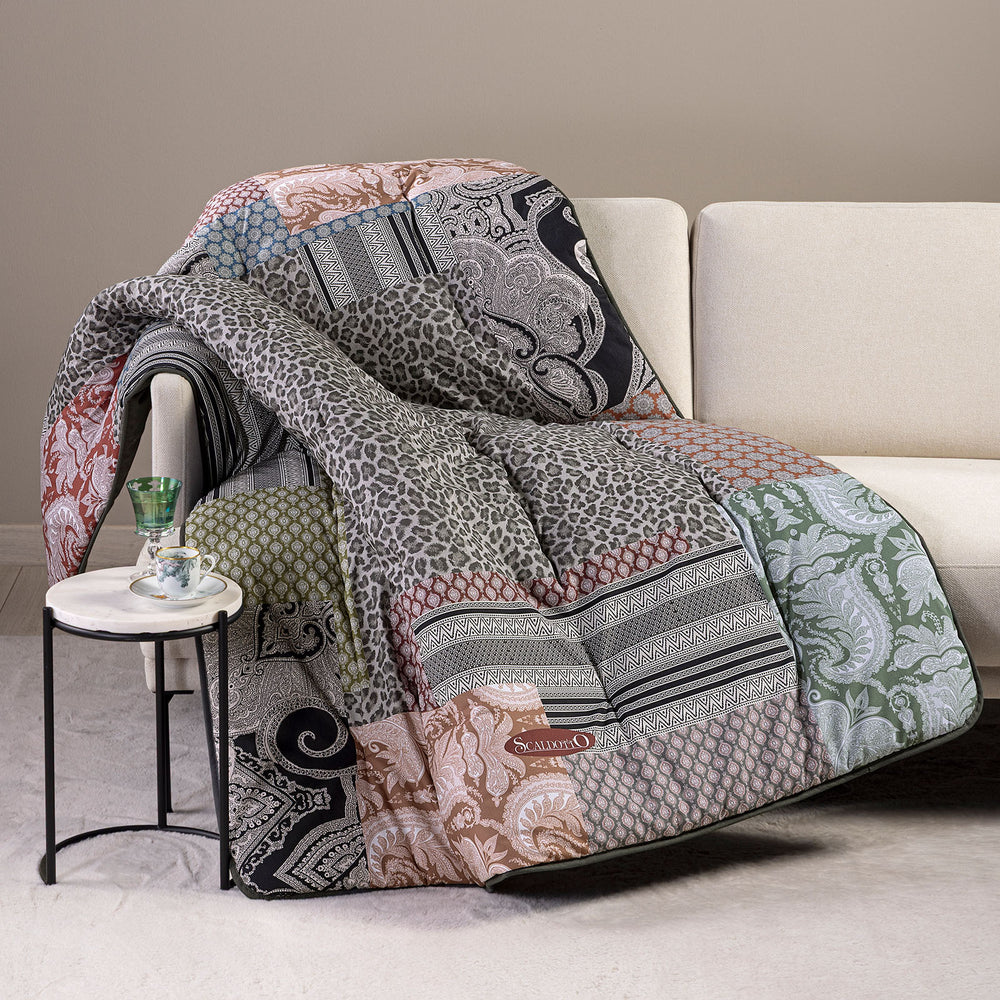 Plaid Scaldotto Panther In Cotone Pettinato - Caleffi