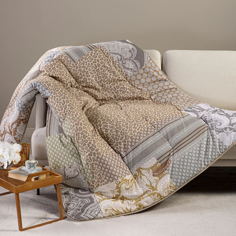 Plaid Scaldotto Panther In Cotone Pettinato - Caleffi