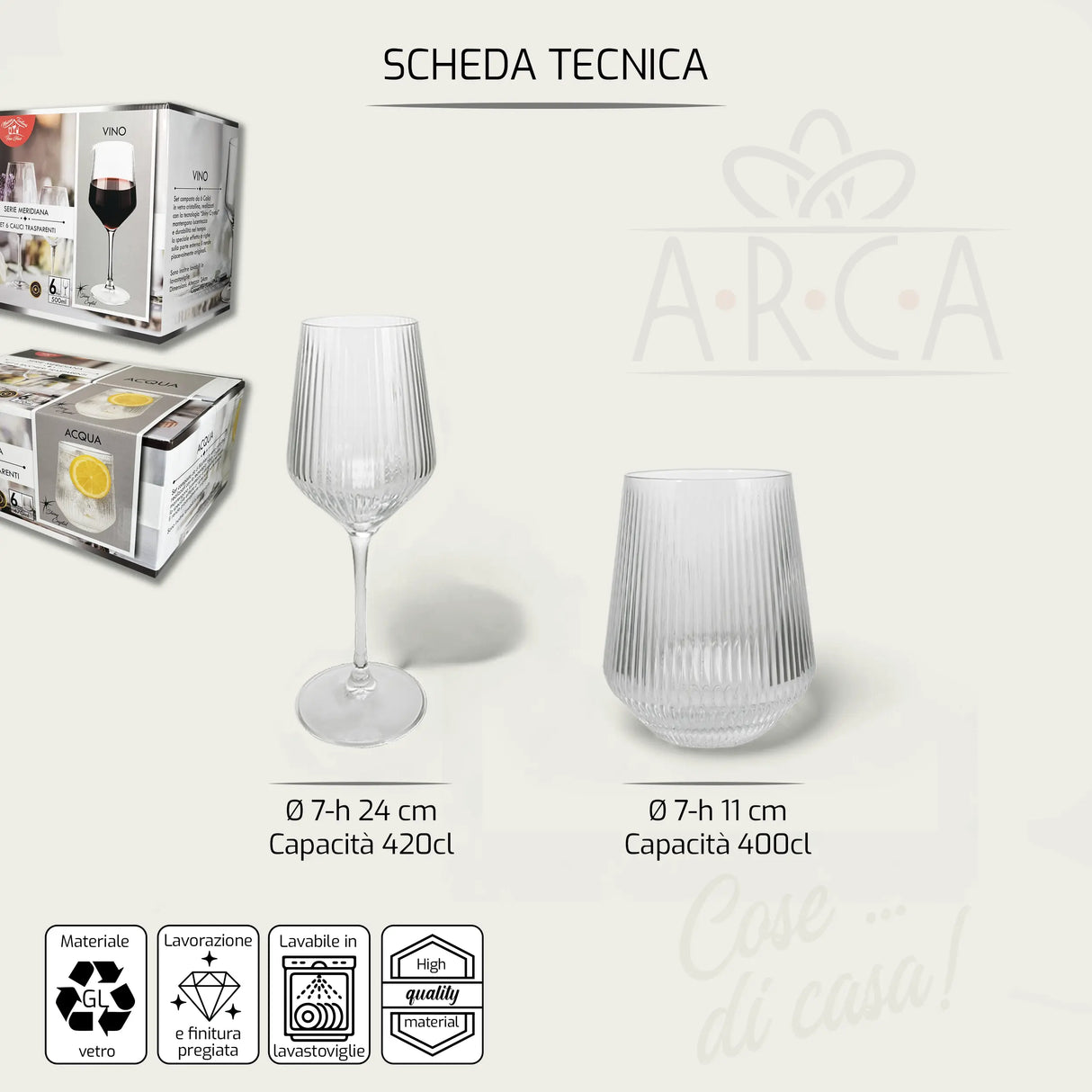 Set Bicchieri Meridiana In Vetro - Arca