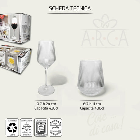 Set Bicchieri Meridiana In Vetro - Arca