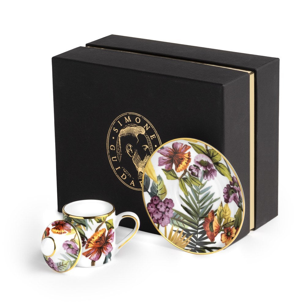 Tazza da Caffè con Coperchio e Piattino White Exotic Jungle - Weissestal