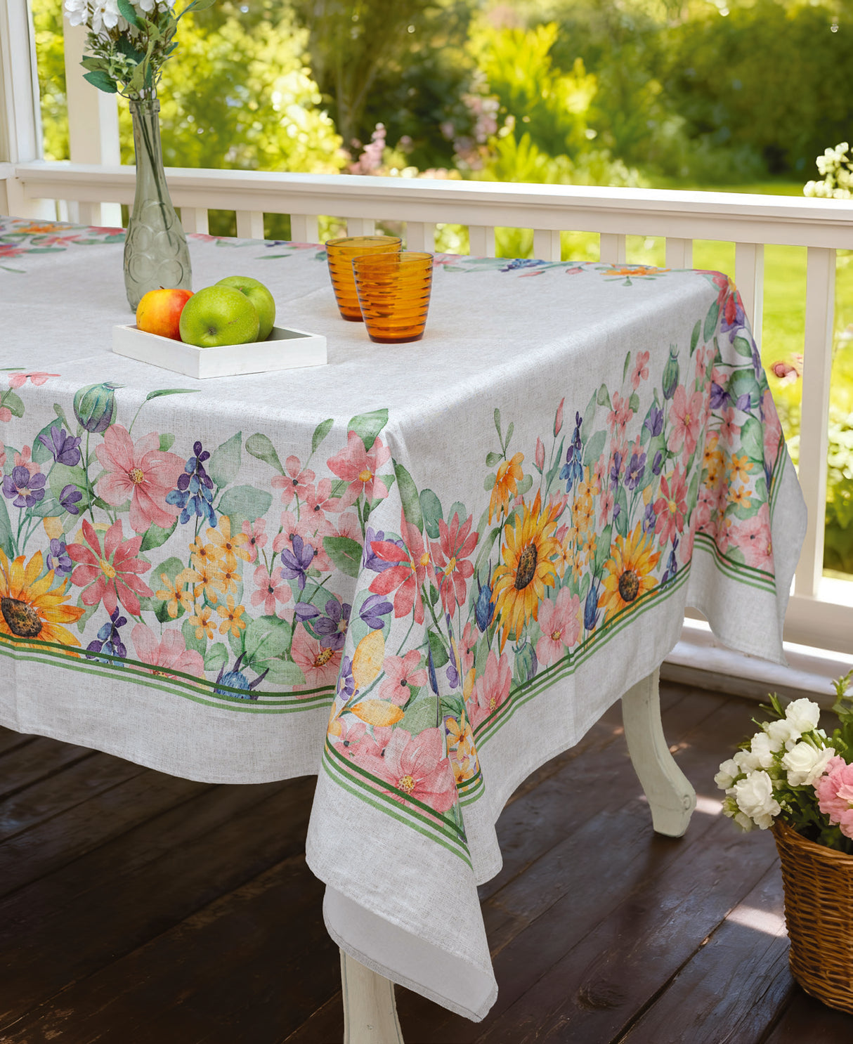 Tovaglia In The Garden Disegno 32 L'Atelier 17 Floreale 100% Cotone Made in Italy