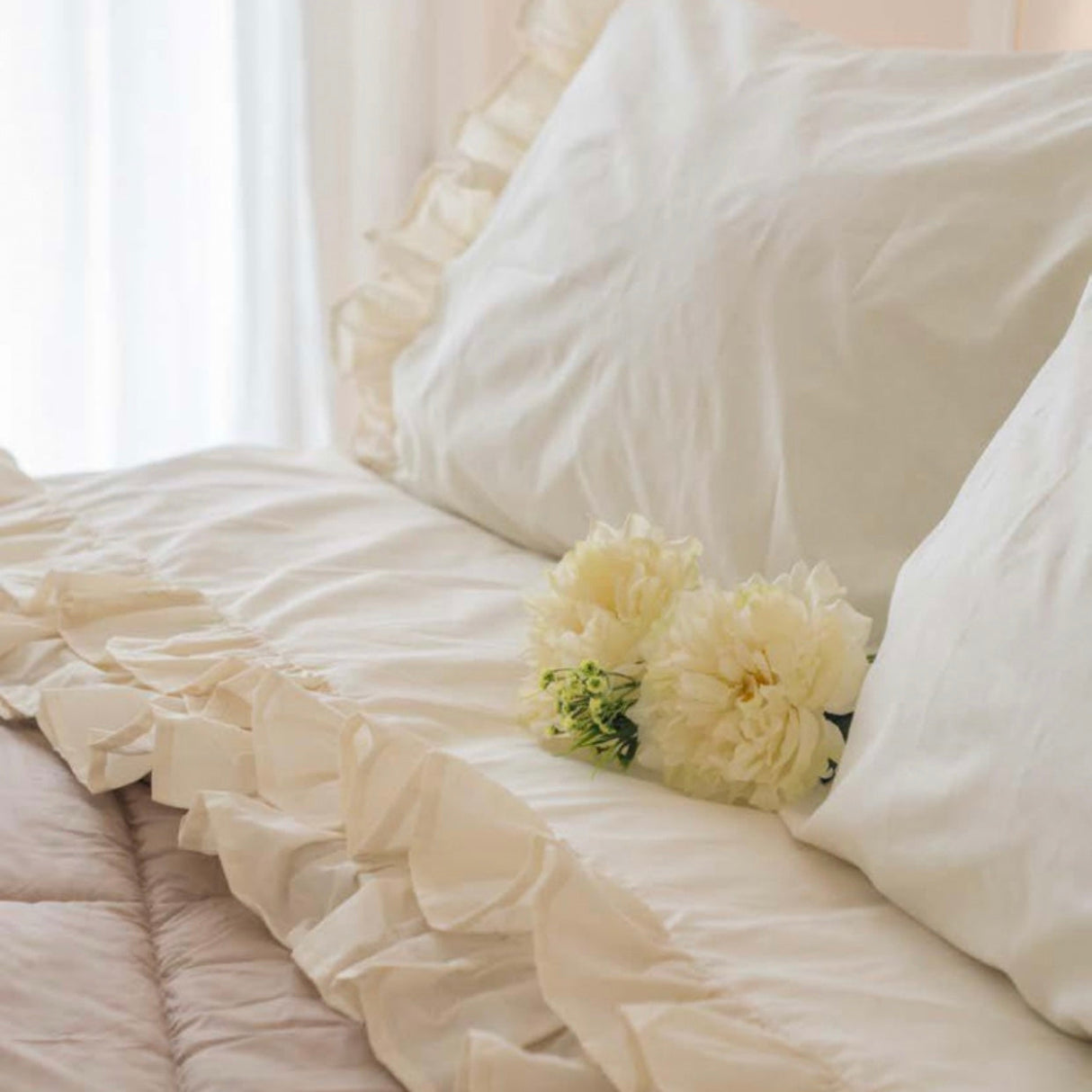 Completo Letto BRIGITTE con Rouches – L’Atelier 17 | Singolo, 1 Piazza e Mezza, Matrimoniale