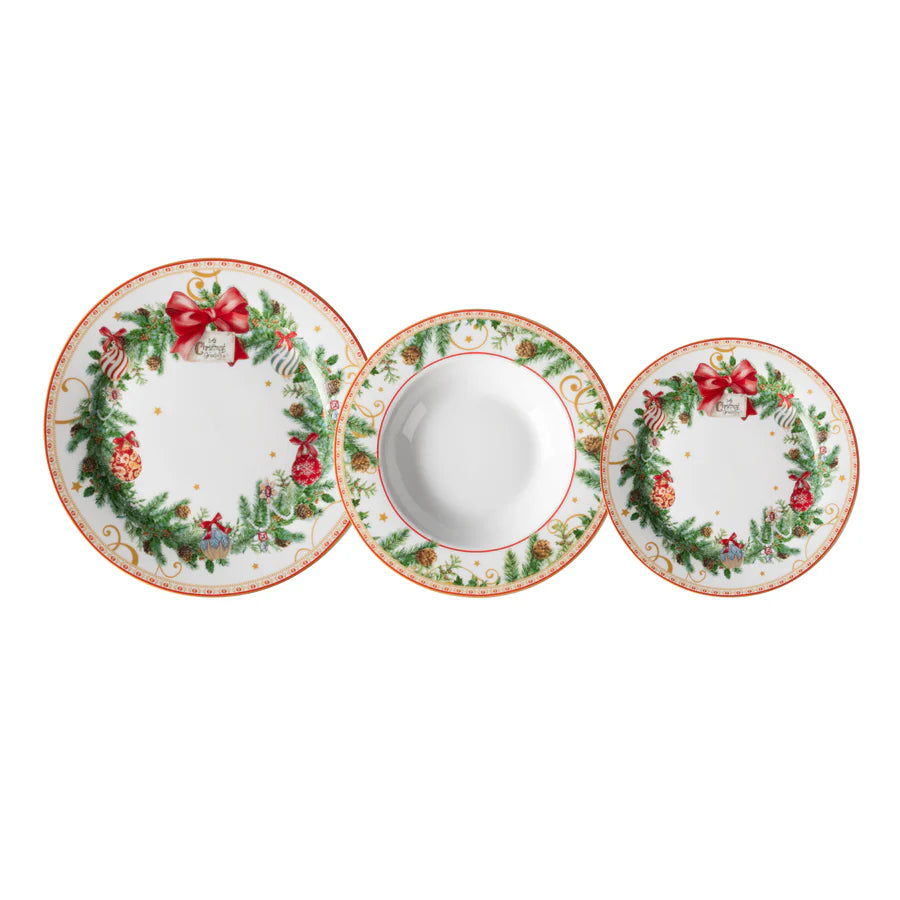 Servizio Piatti x6 Persone  Red ribbon Garland - Gusto Casa