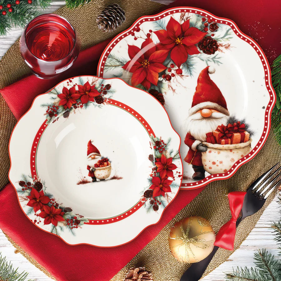 Servizio Piatti x6 Persone FESTIVE GNOME  - Gusto Casa
