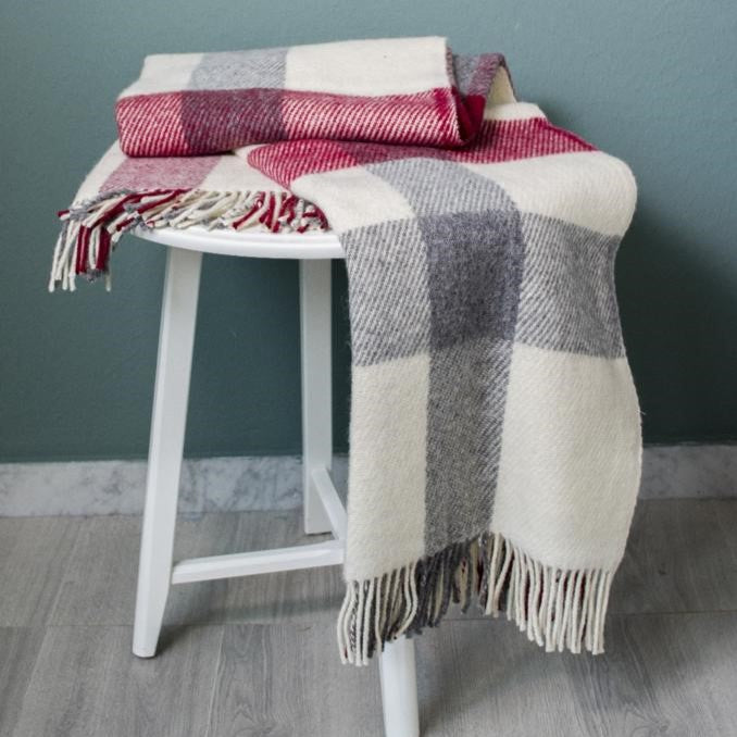 Plaid Iseo Lana Vergine 130x170cm - Grigio Check, Caldo E Morbido - Foto 2