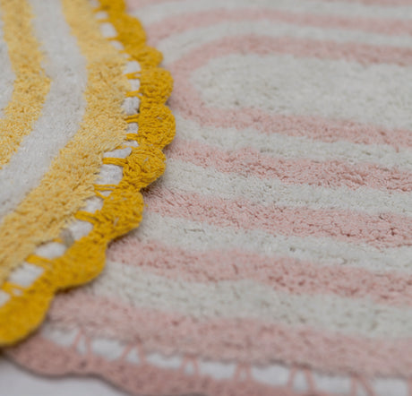 Tappeto Bagno All Around Ovale Righe con Merletto Atelier 17 in Cotone 50x80 cm – 5 Colori