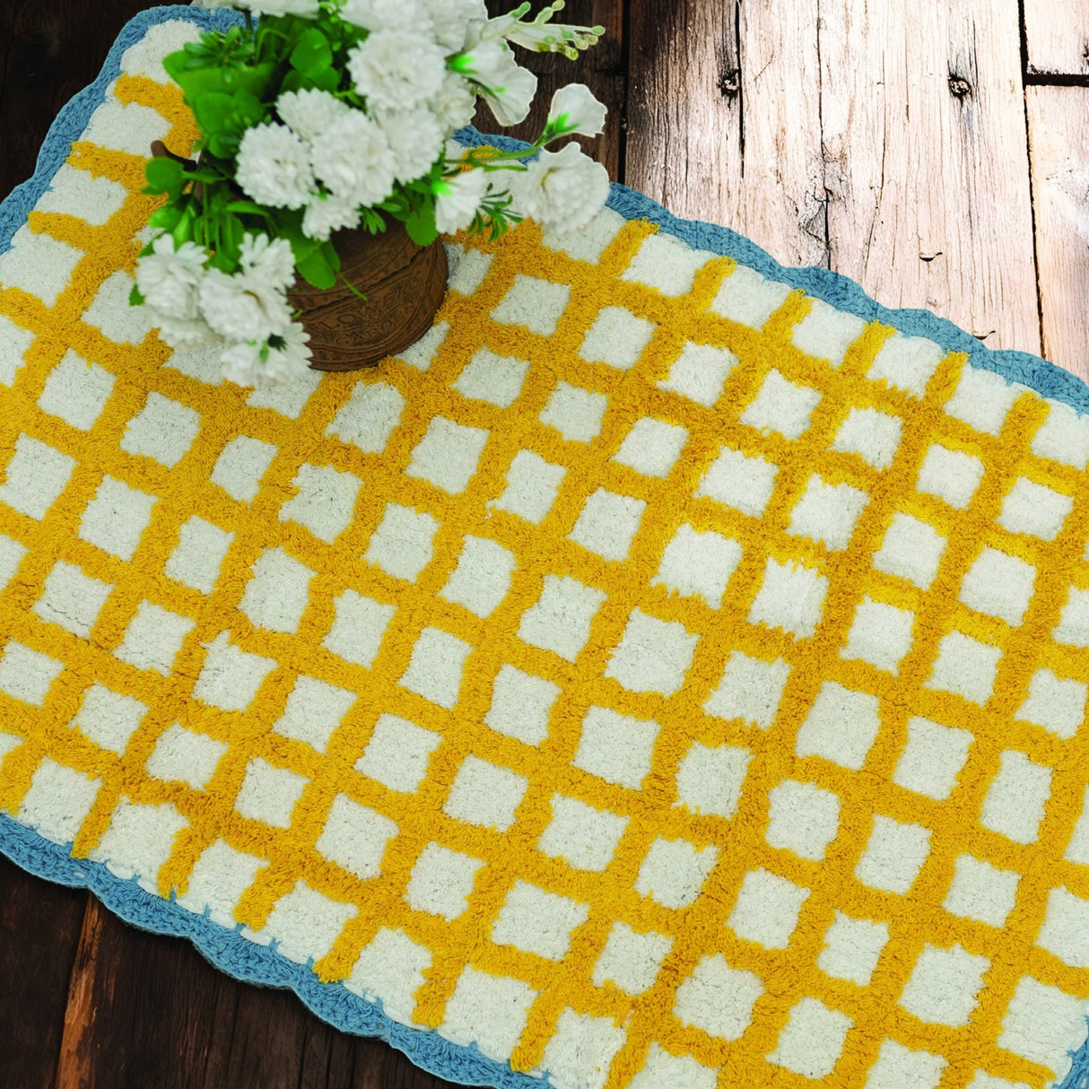Tappeto Bagno Dolly Quadretti Atelier 17 in Cotone 50x80 cm – 3 Colori