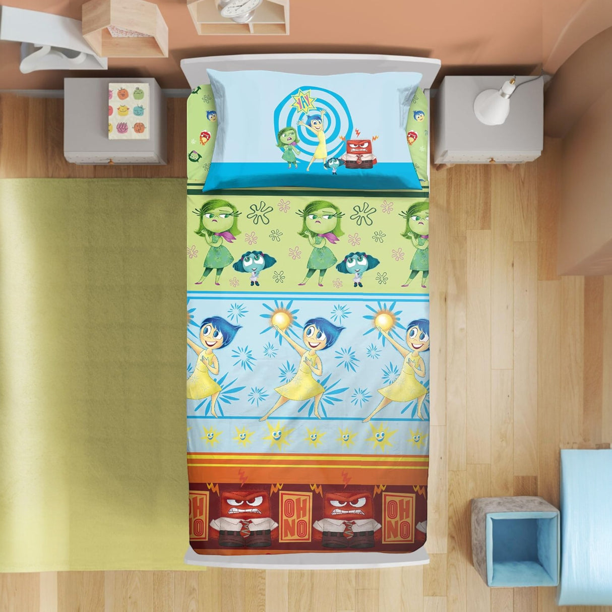 Completo Lenzuola Singolo Inside Out – 100% Cotone - Disney Pixar