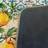 Passatoia Cucina Antiscivolo Maioliche e Limoni Effetto Lino con Fondo Gommato