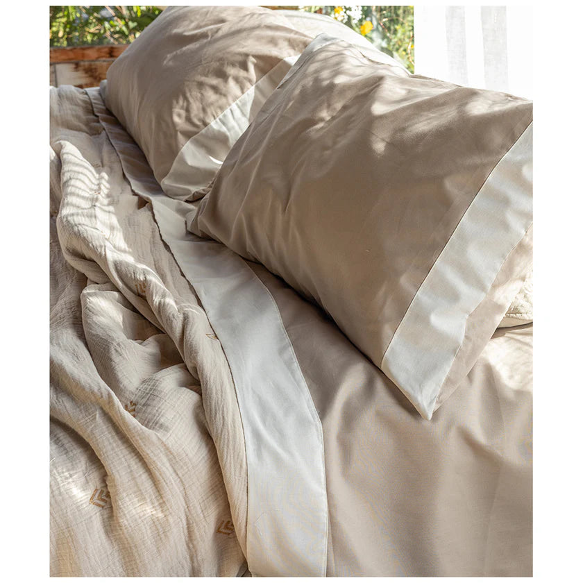 Completo letto Adele L’Atelier17 100% cotone Made in Italy con bordo a contrasto